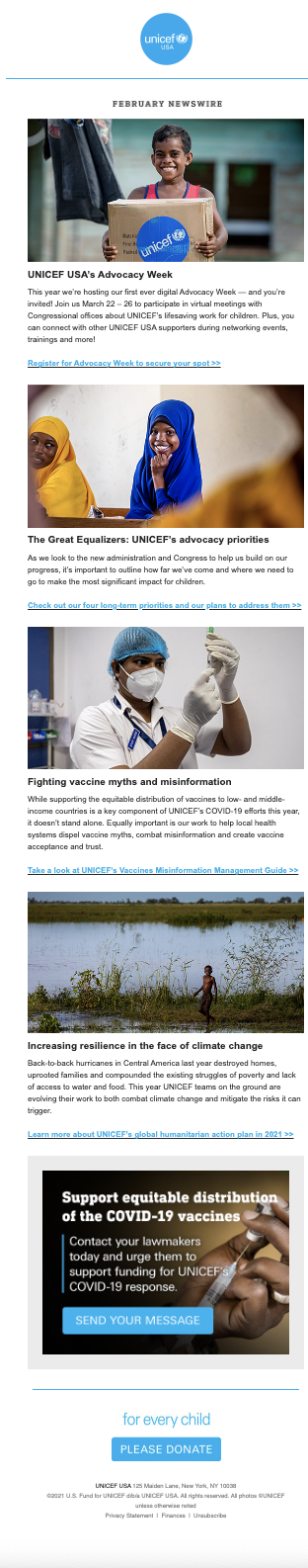 Unicef Newsletter Email